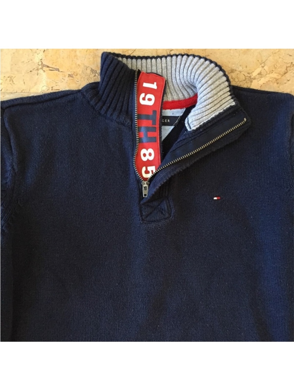 Tommy Hilfiger Boy’s Navy Quarter-Zip Knit Sweater